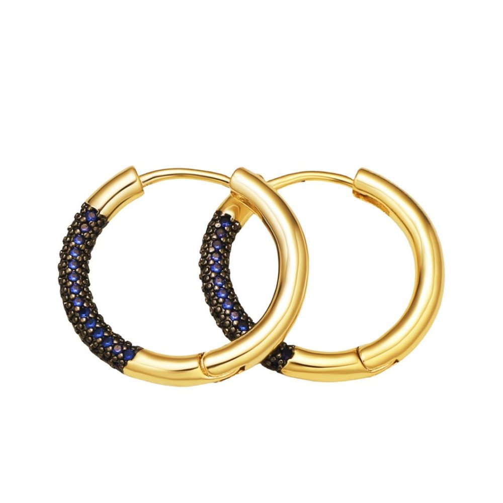 Hoop Earrings with Blue Crystals